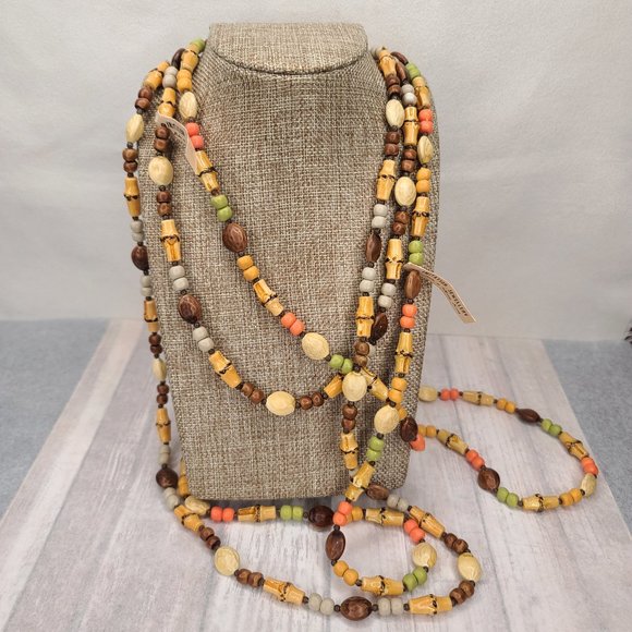 Tiki Style Celluloid/Plastic 54" Long Vintage Necklaces - Hong Kong Pinup Bamboo - Picture 1 of 6